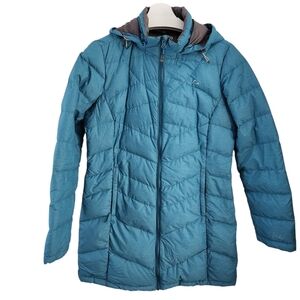 PARADOX Teal Long Down Puffer Hooded Winter Coat size l